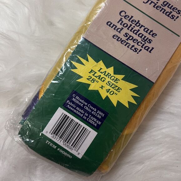 Vntg 2001 Halloween Cat & Pumpkin 28x40 Appliqué Flag Meadow Creek NWT - Picture 4 of 5